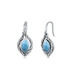 9580 Larimar Earrings Sterling Silver Vintage Celtic Knot Irish Dangle Drop